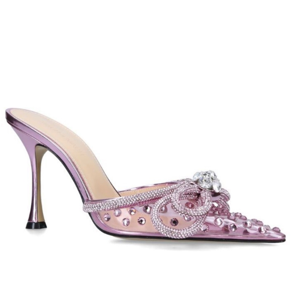 Mach & Mach Crystal Embellished Double Bow Mules 100